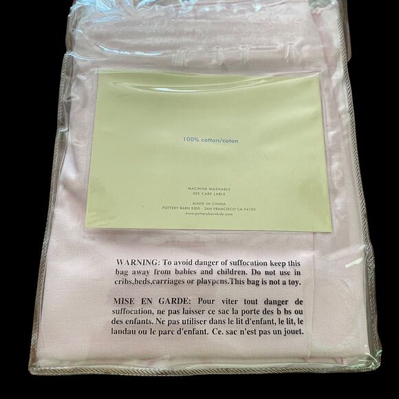 4 Pottery Barn Kids Scalloped Sabrina Basket Liners Pink Medium 100% Cotton New - Picture 3 of 3